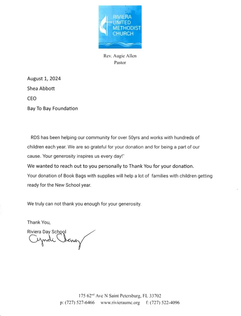 Bay To Bay Thank You Letters 6